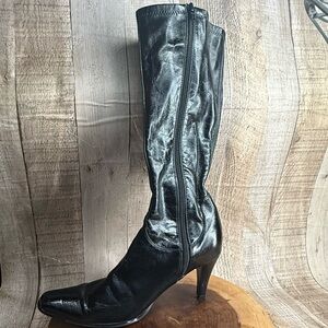 Source Unknown Shiny Black Knee-High Boots